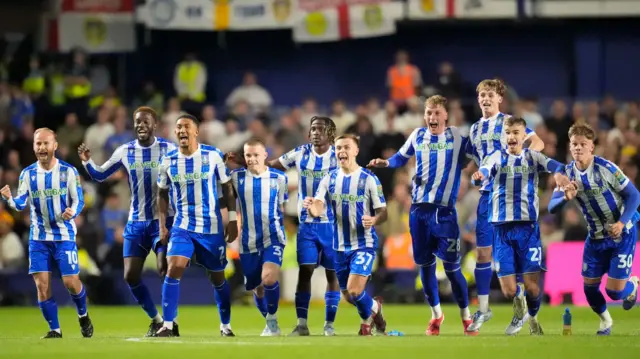 Sheffiueld Wednesday players celebrate during their EFL Cup win over Leeds