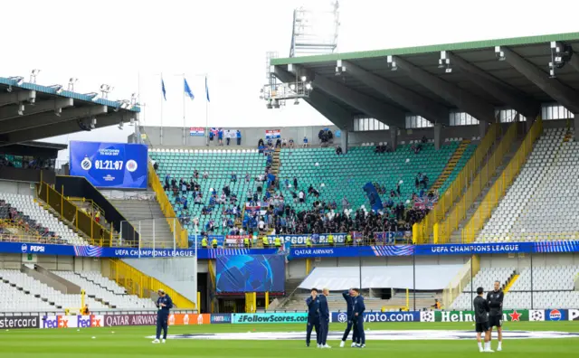 Rangers fans take their seats at the Jan Breydel Stadium