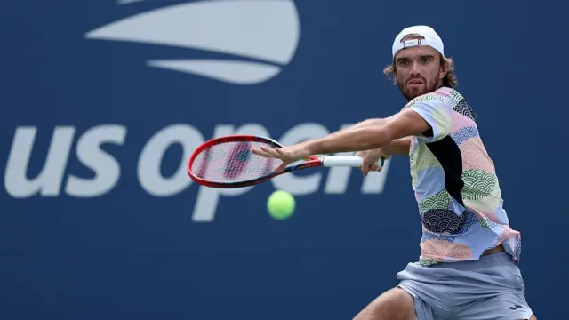 Tomas Machac of Czech Republic plays a forehand