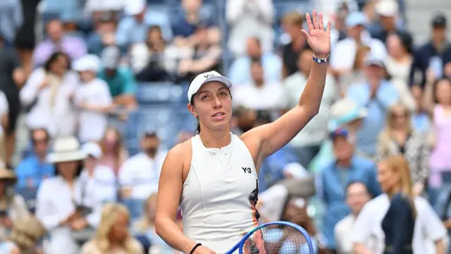 USA's Jessica Pegula celebrates after defeating Russia's Anna Blinkova