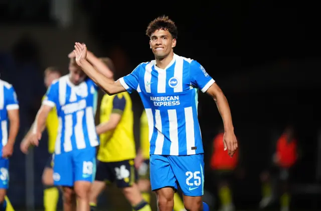 Brighton and Hove Albion's Diego Gomez celebrates after scoring his sides third goal