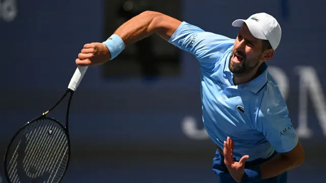 Serbia's Novak Djokovic serves