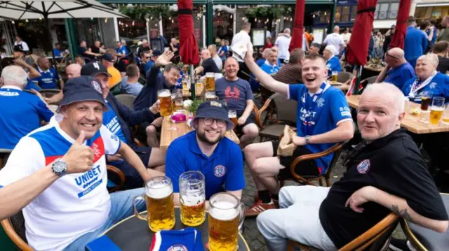 Rangers fans in Bruges