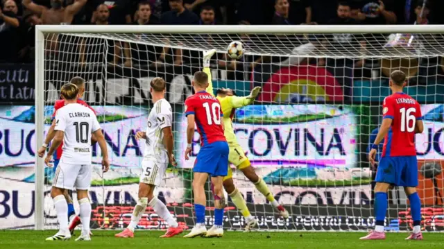 Adrian Sut scores for FCSB against Aberdeen