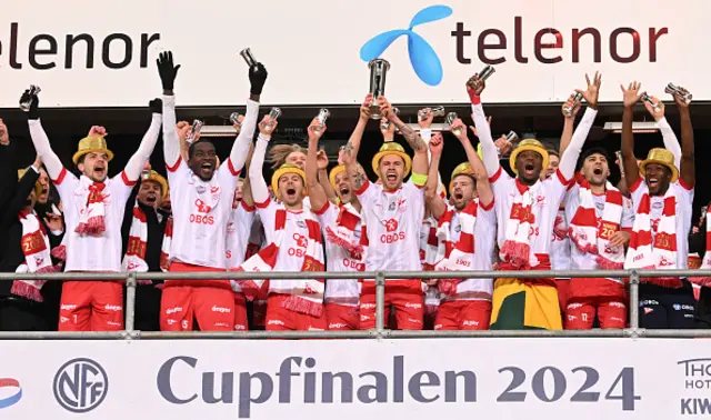 Fredrikstad Footbal Club players win the NFF Cup Final