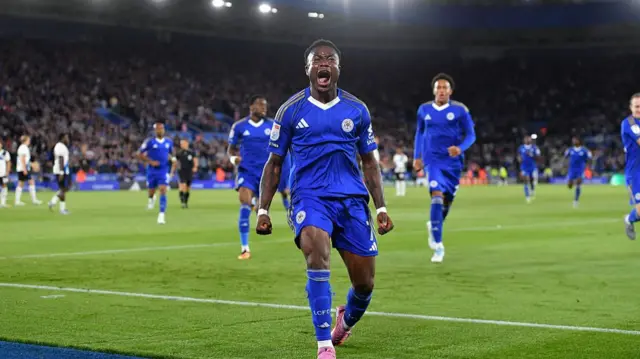 Leicester's Abdul Fatawu celebrating