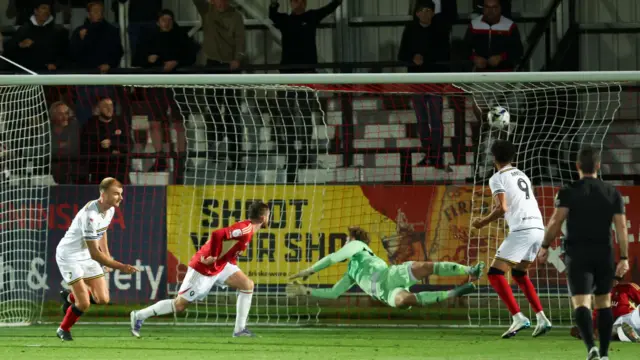 George Miller scores from close range to give Cheltenham the lead at Salford