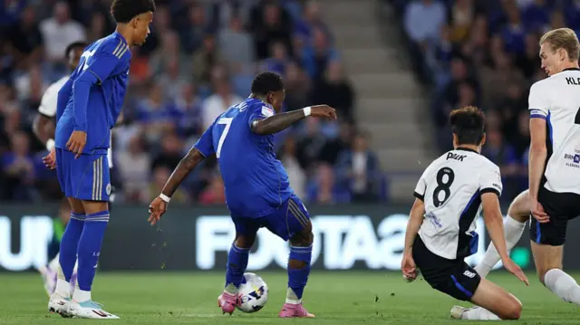 Abdul Fatawu opens the scoring for Leicester against Birmingham
