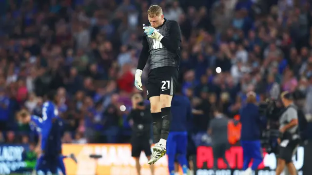 Birmingham keeper Ryan Allsop jumps into the air before kick-off