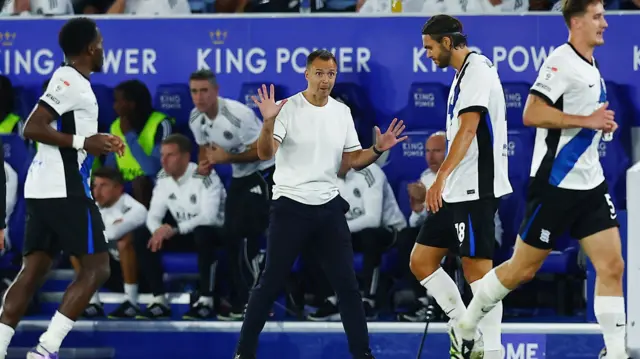 Birmingham boss Chris Davies gesticulates on the touchline