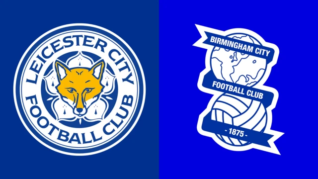 The club badges of Leicester City and Birmingham City