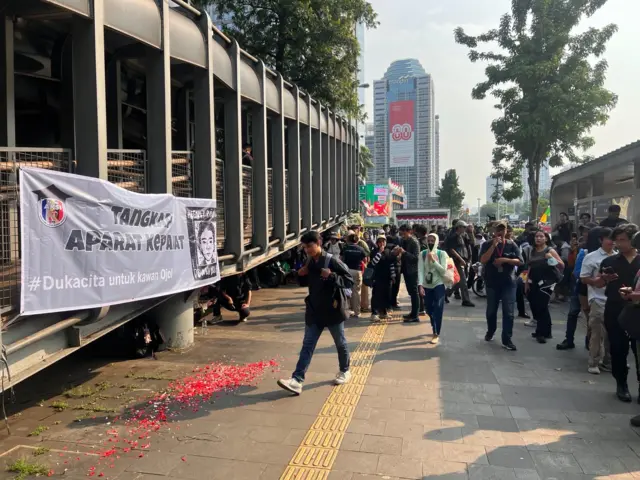 Protesters marching in Jakarta Indonesia
