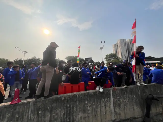 Protesters marching in Jakarta Indonesia