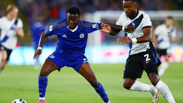 Abdul Fatawu on the ball against Birmingham