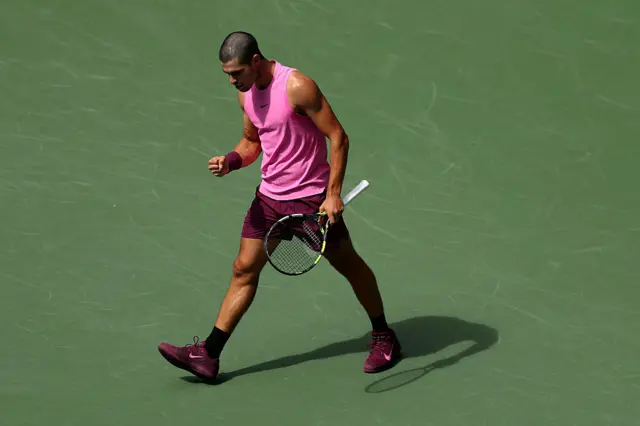 Carlos Alcaraz celebrates at US Open