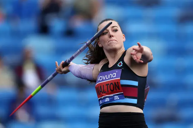 Bekah Walton throws a Javelin