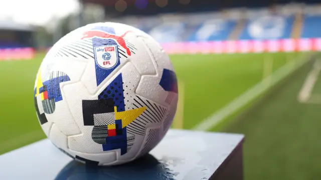 An EFL ball on a plinth at Edgeley Park for Stockport v Bolton