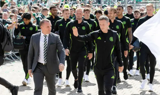 Celtic manager Brendan Rodgers and captain Callum McGregor