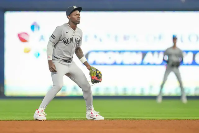 Jazz Chisholm Jr. of the New York Yankees waits for the pitch