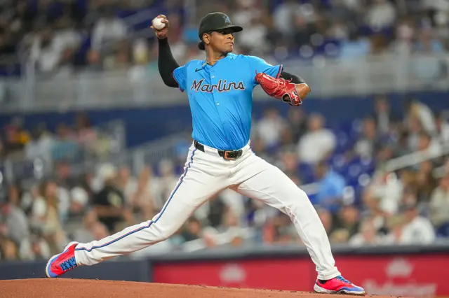 Edward Cabrera of the Miami Marlins pitches