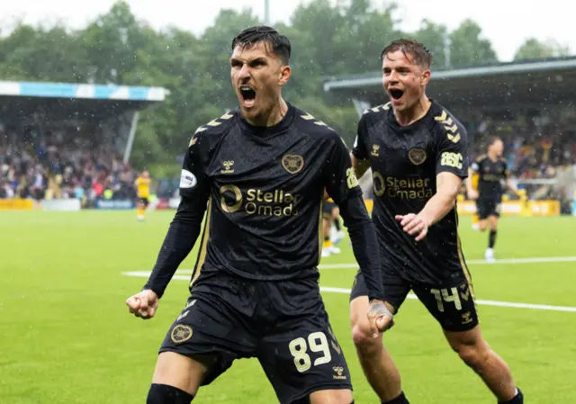 Hearts' Alexandros Kyziridis celebrates