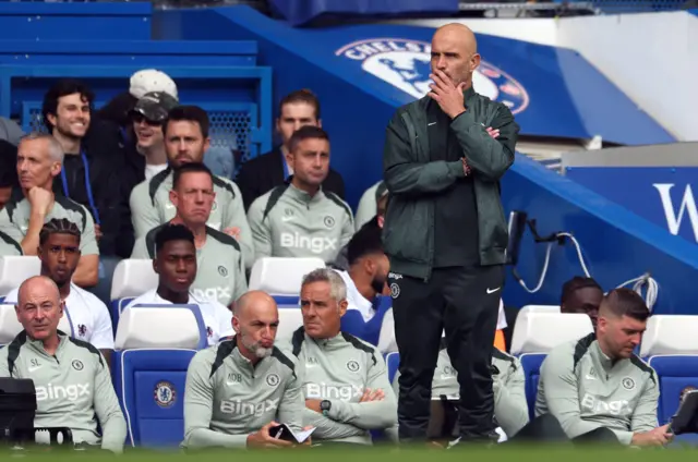 Chelsea manager Enzo Maresca looks on