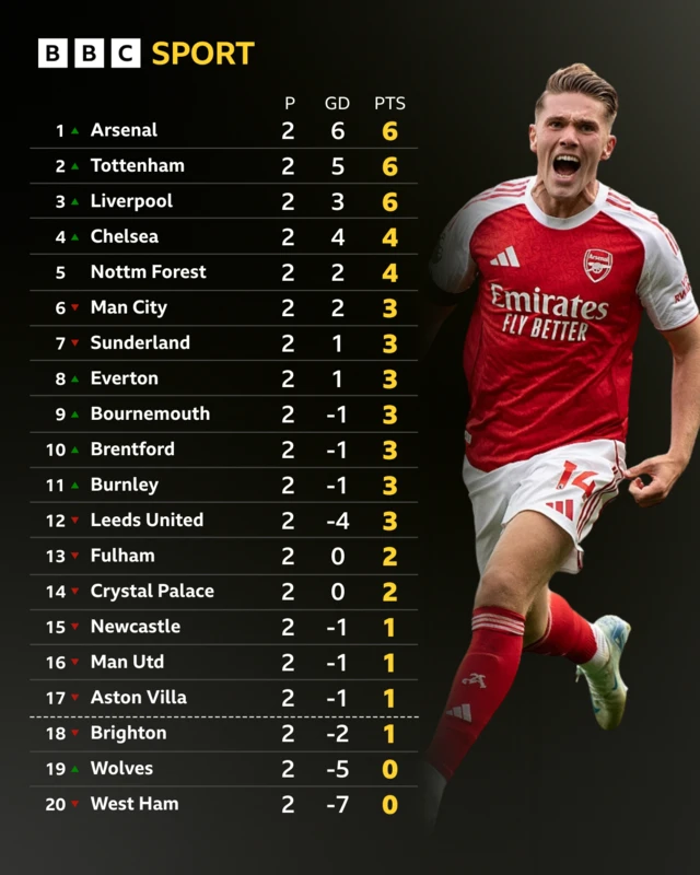 The Premier League table