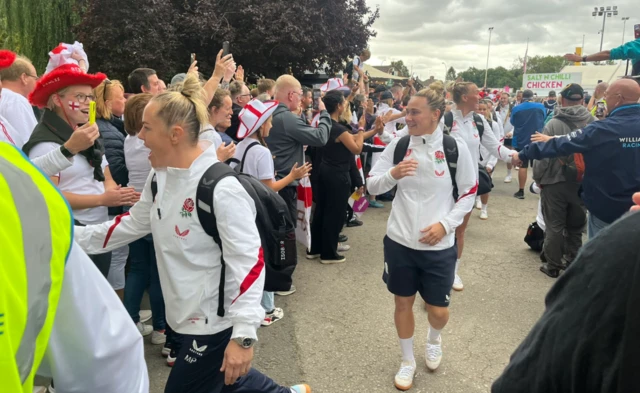 England players arriving