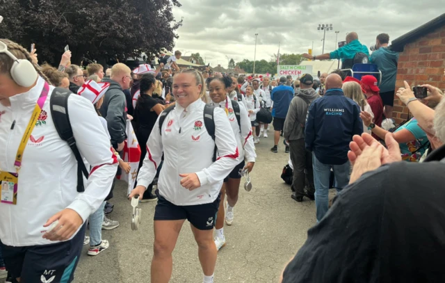 England players arriving