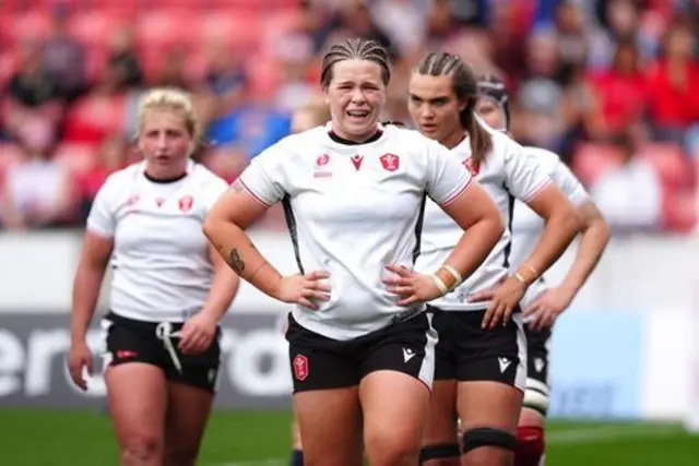 Wales Masie Davies appears dejected against Canada in the World Cup