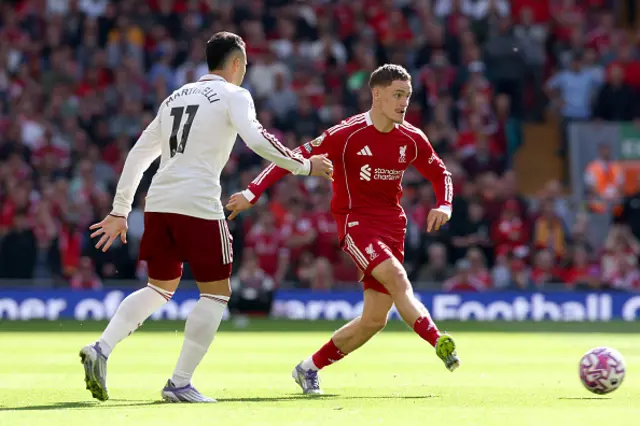 Florian Wirtz of Liverpool controls the ball