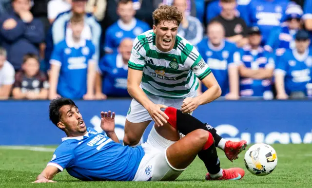 Miovski challenges Celtic's Arne Engels