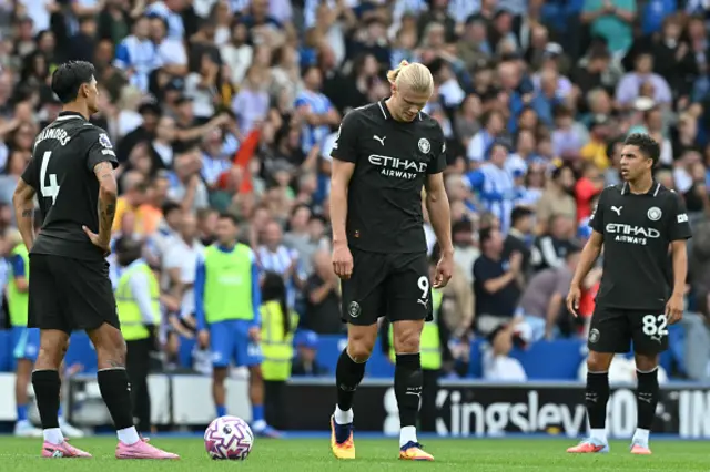 Erling Haaland looks on