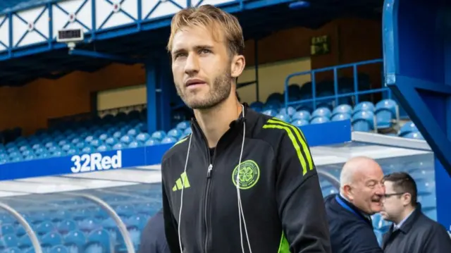 Ben Nygren arriving at Ibrox