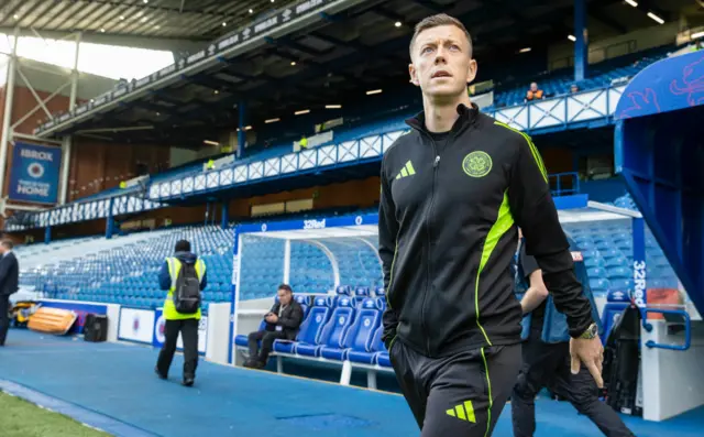 Celtic captain Callum McGregor arriving at Ibrox