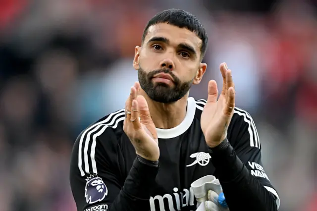David Raya of Arsenal applauds the fans