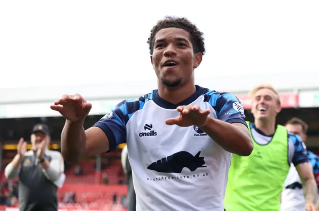 Falkirk's Kyrell Wilson celebrates