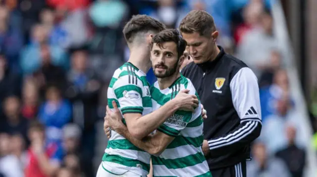 Celtic's Kieran Tierney is substituted for Marcelo Saracchi