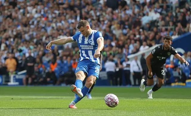 James Milner of Brighton & Hove Albion scores