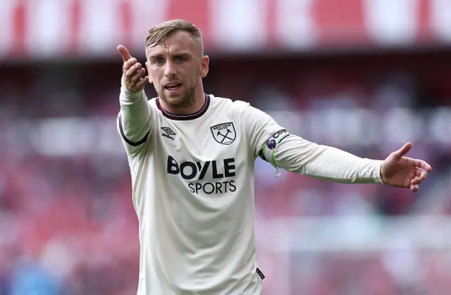 Jarrod Bowen of West Ham United reacts