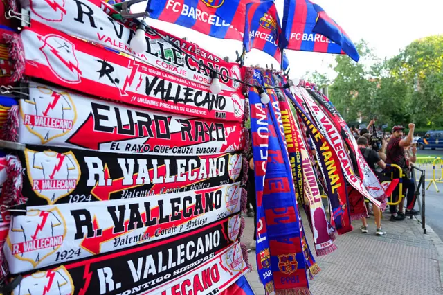 Rayo Vallecano and Barcelona scarves