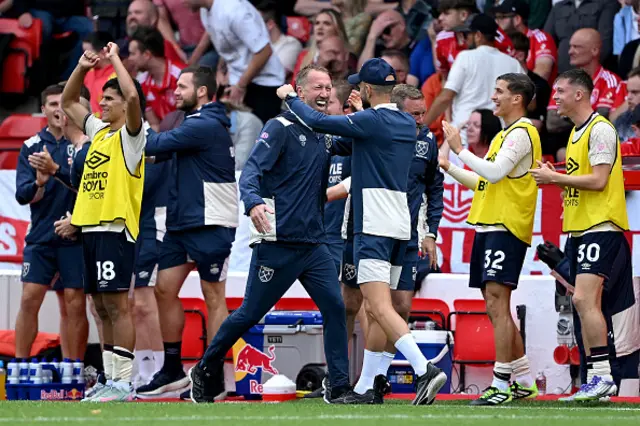 Graham Potter, Manager of West Ham United, celebrates