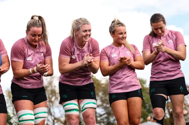 Ireland players in training
