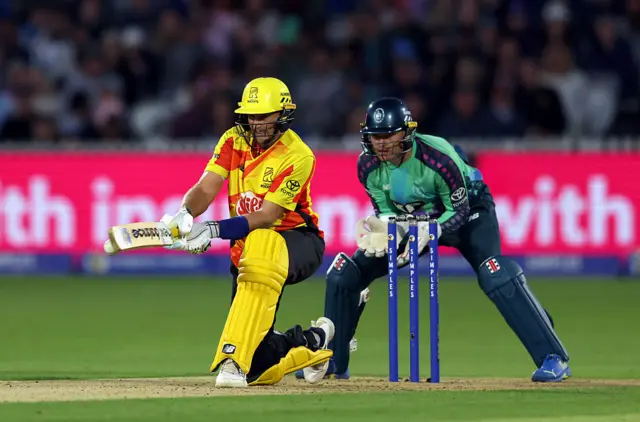 Joe Root of Trent Rockets plays a reverse sweep