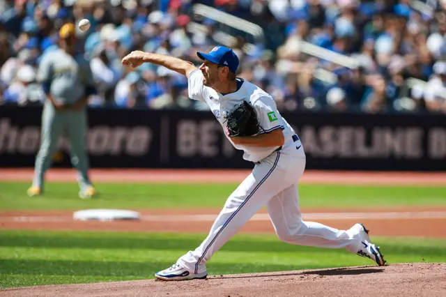Max Scherzer #31 of the Toronto Blue Jays
