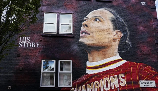 A mural dedicated to Liverpool's Virgil van Dijk