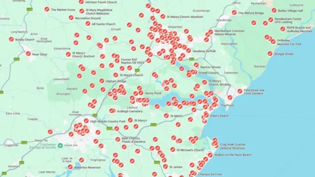 A screenshot of a Google map of Essex