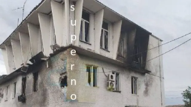 Footage seen by BBC Verify shows damage to the station building in Frolovo