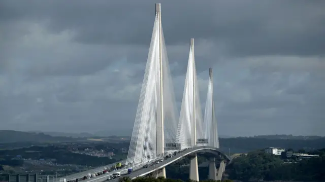 A general view of the Queensferry Crossing on a cloudy day