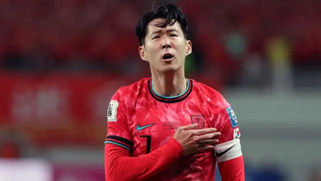 Son Heung-min of South Korea appeals to fans